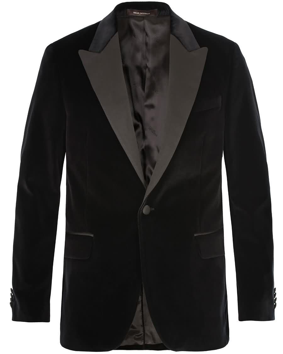 oscar jacobson frampton velvet peak blazer black Moteriktige Klær itinp